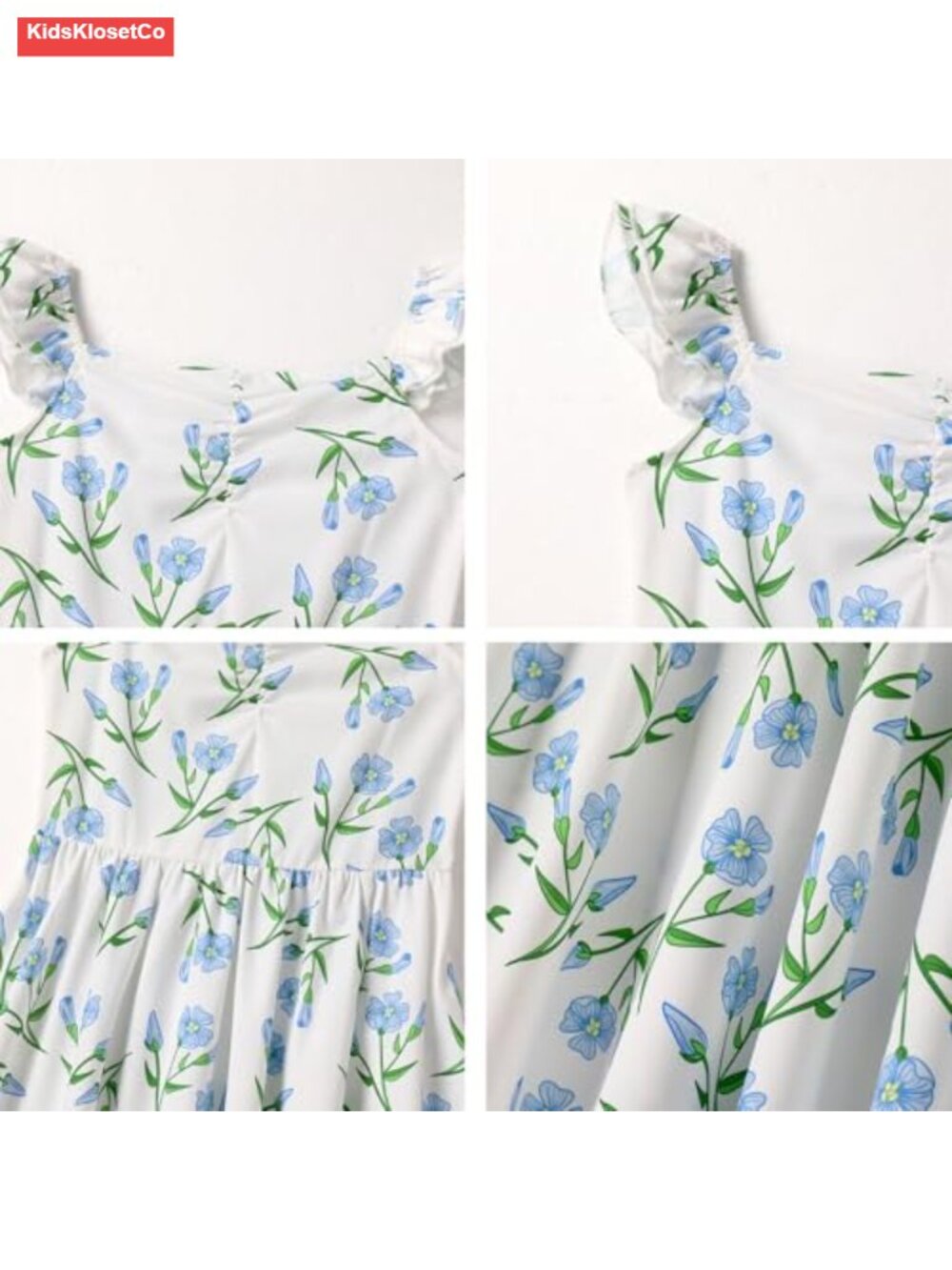 Girls Summer Dress Flutter Sleeve Smocked Back A-Line Twirl Midi Sundress - Picture 4 of 4